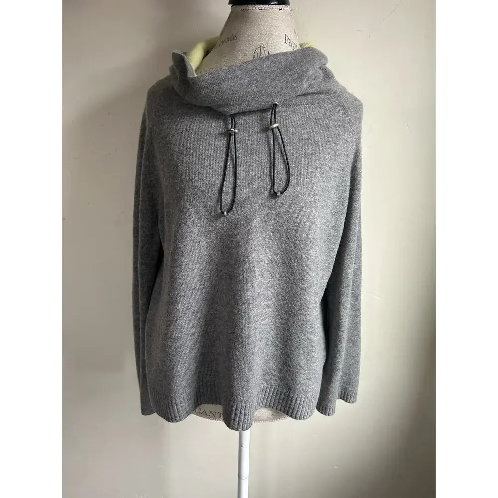 Lisa Todd Cashmere Merino Wool Sweater Women’s M Gray Cowl Neck Zip Knit MINT - Picture 3 of 13